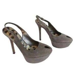 Sam Edelman Novato Suede Platform Heels With Peep Toe‎ Gray Size 8.5